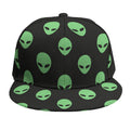 Green Alien Face Print Snapback Cap