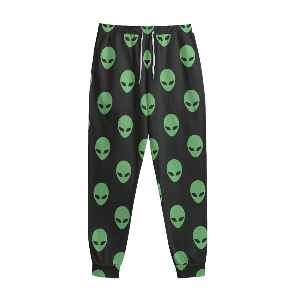 Green Alien Face Print Sweatpants