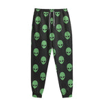 Green Alien Face Print Sweatpants