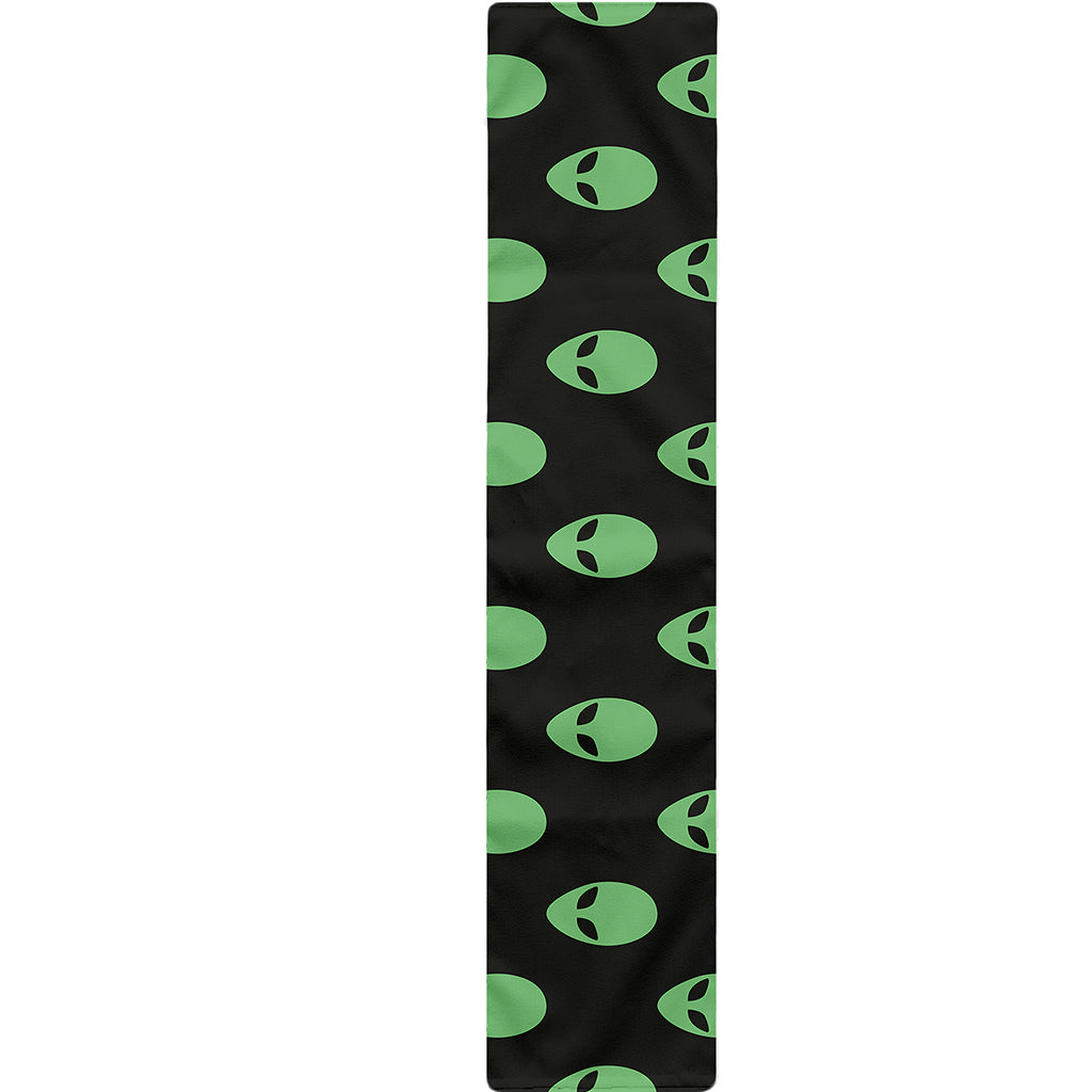 Green Alien Face Print Table Runner