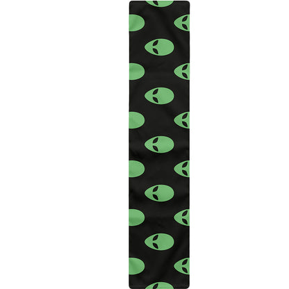 Green Alien Face Print Table Runner