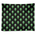 Green Alien Face Print Tapestry