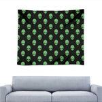 Green Alien Face Print Tapestry