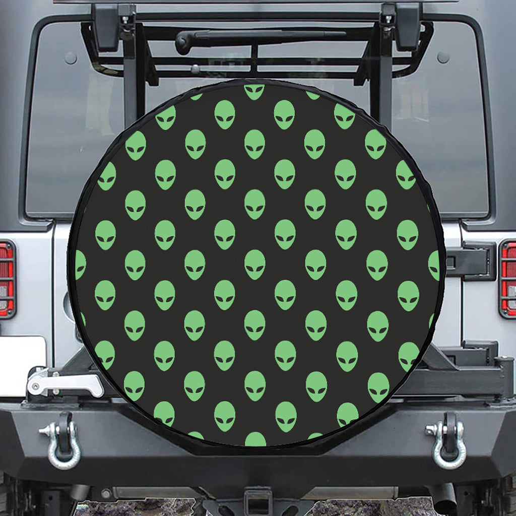 Green Alien Face Print Tire Cover
