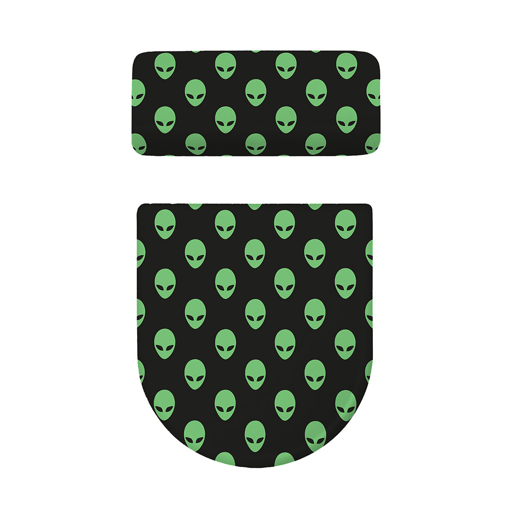 Green Alien Face Print Toilet Lid And Tank Cover Set