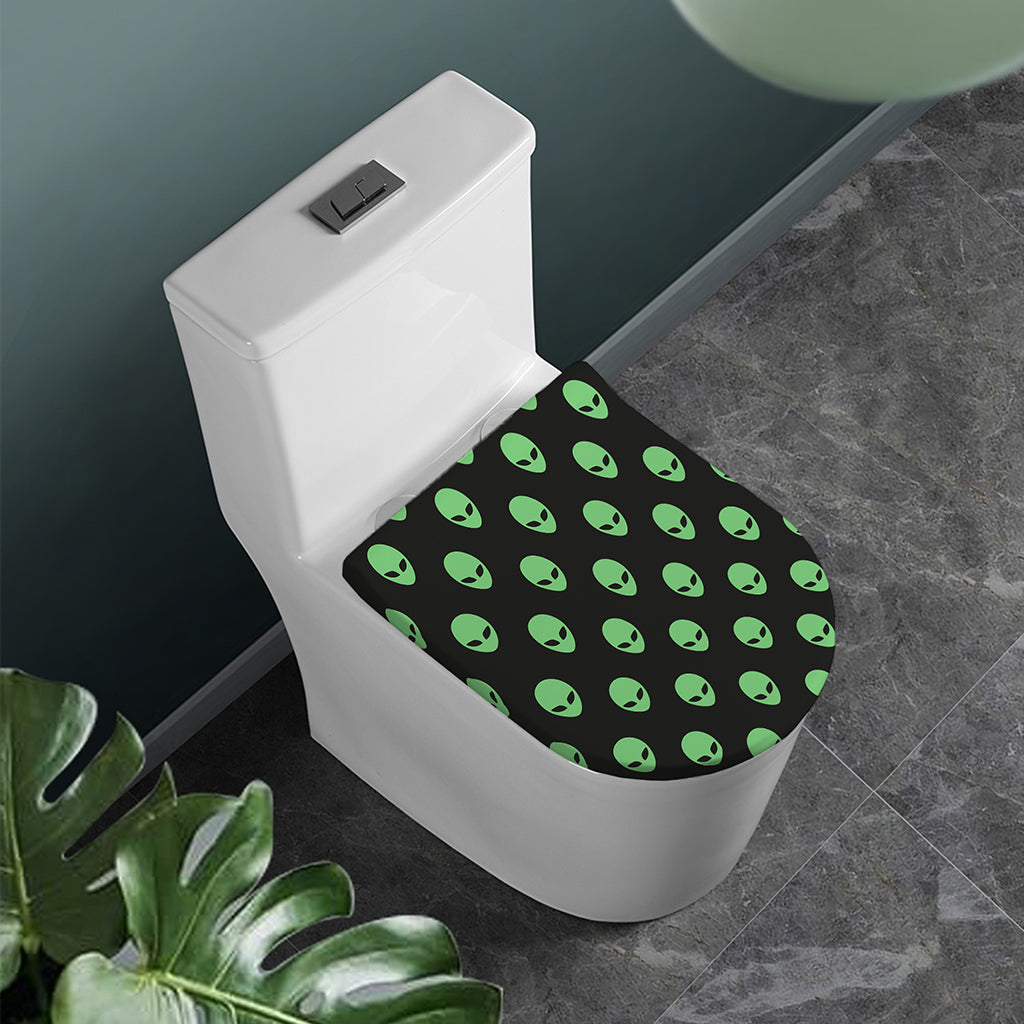 Green Alien Face Print Toilet Lid Cover