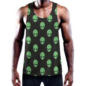 Green Alien Face Print Training Tank Top