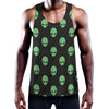 Green Alien Face Print Training Tank Top