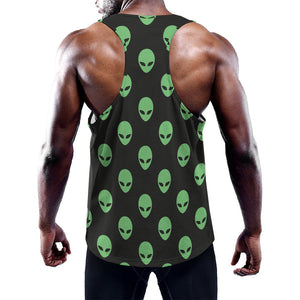 Green Alien Face Print Training Tank Top