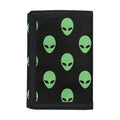 Green Alien Face Print Trifold Wallet