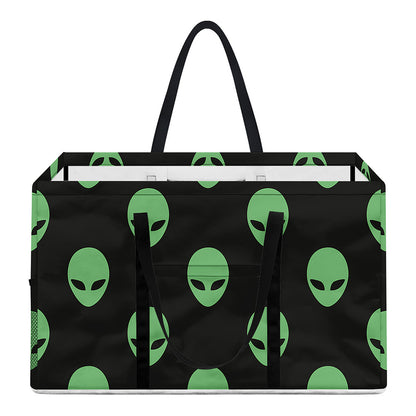 Green Alien Face Print Utility Tote Bag