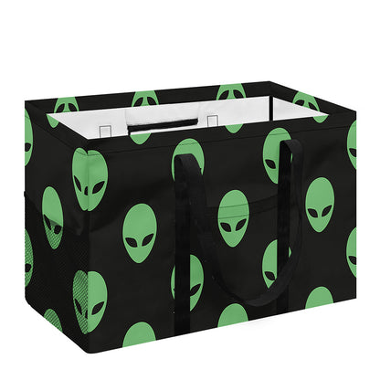 Green Alien Face Print Utility Tote Bag