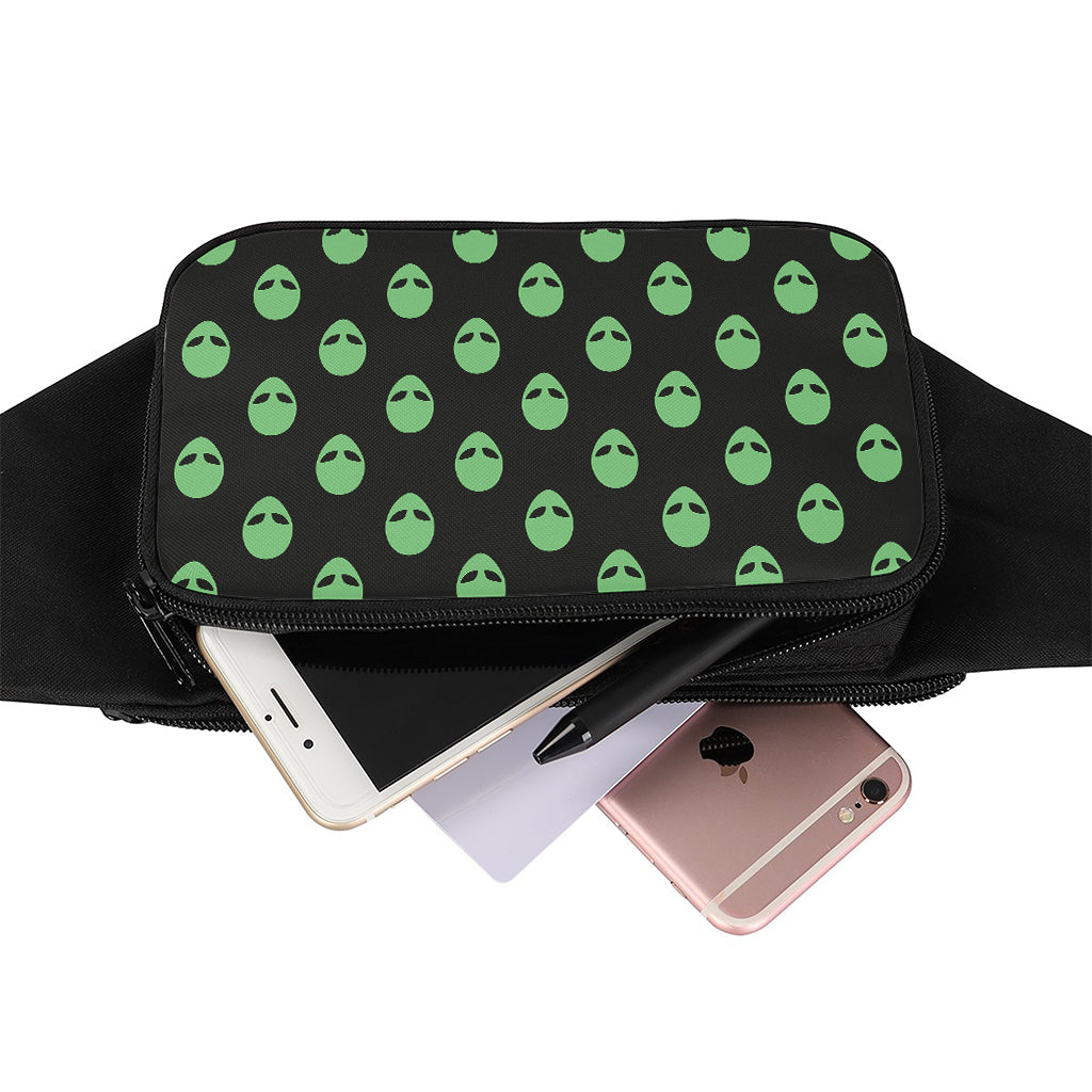 Green Alien Face Print Waist Bag