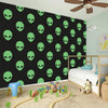 Green Alien Face Print Wall Sticker