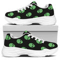 Green Alien Face Print White Chunky Shoes