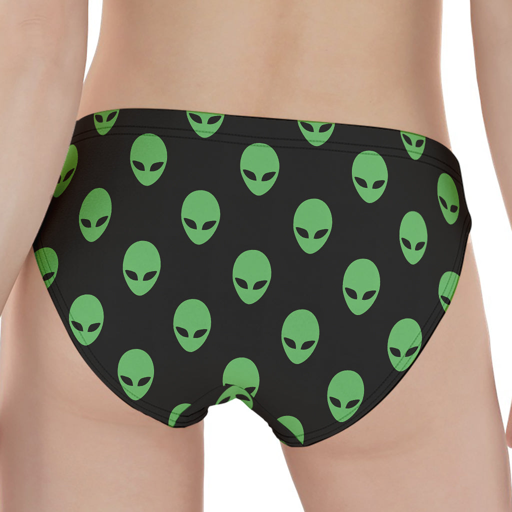 Green Alien Face Print Women's Panties