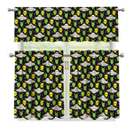 Green Alien UFO Space Print 3 Piece Kitchen Curtains