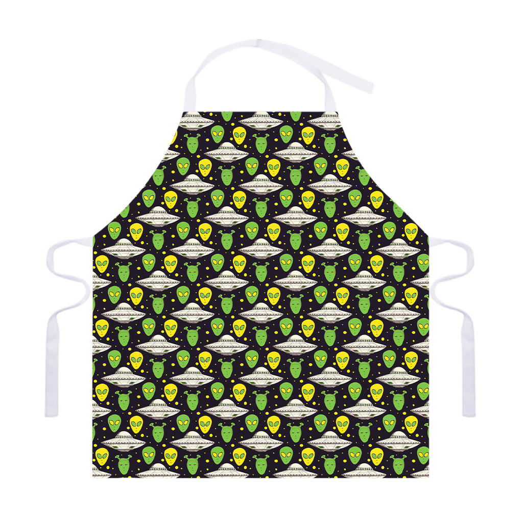 Green Alien UFO Space Print Adjustable Apron