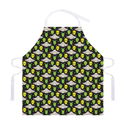 Green Alien UFO Space Print Adjustable Apron