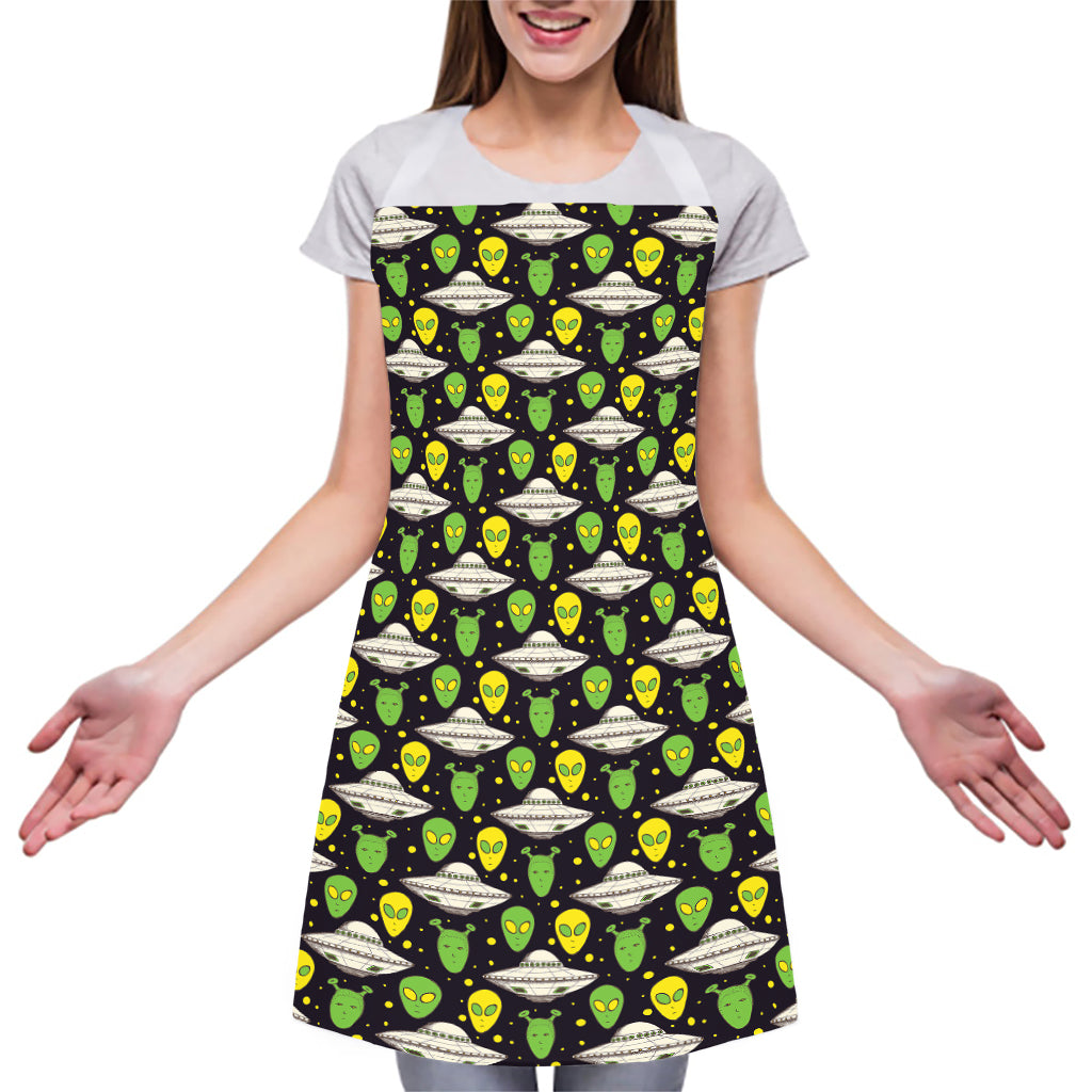 Green Alien UFO Space Print Adjustable Apron