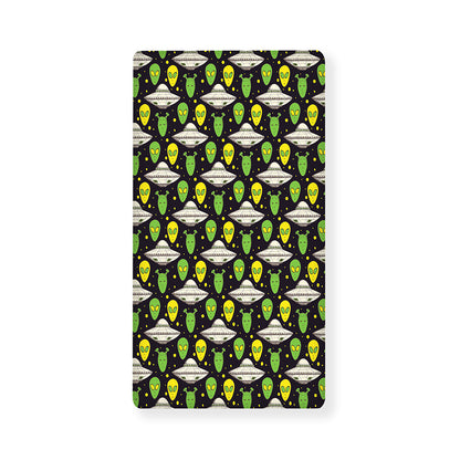 Green Alien UFO Space Print Baby Crib Sheet