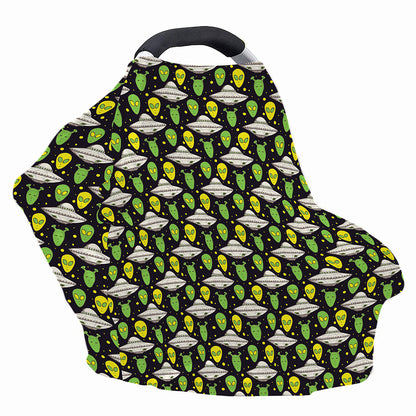 Green Alien UFO Space Print Baby Seat Cover