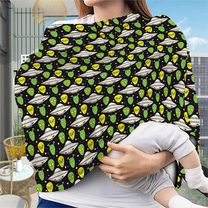 Green Alien UFO Space Print Baby Seat Cover