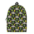 Green Alien UFO Space Print School Backpack