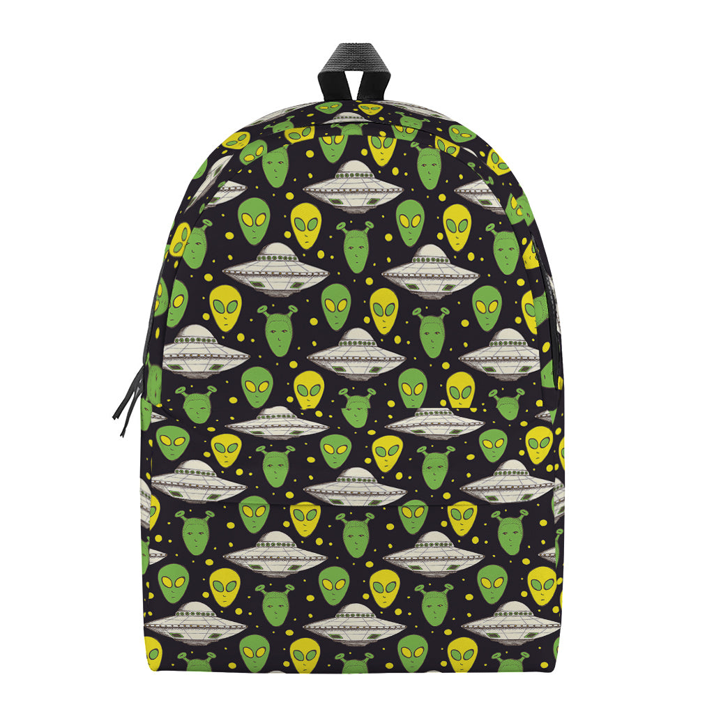 Green Alien UFO Space Print Backpack