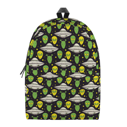 Green Alien UFO Space Print Backpack