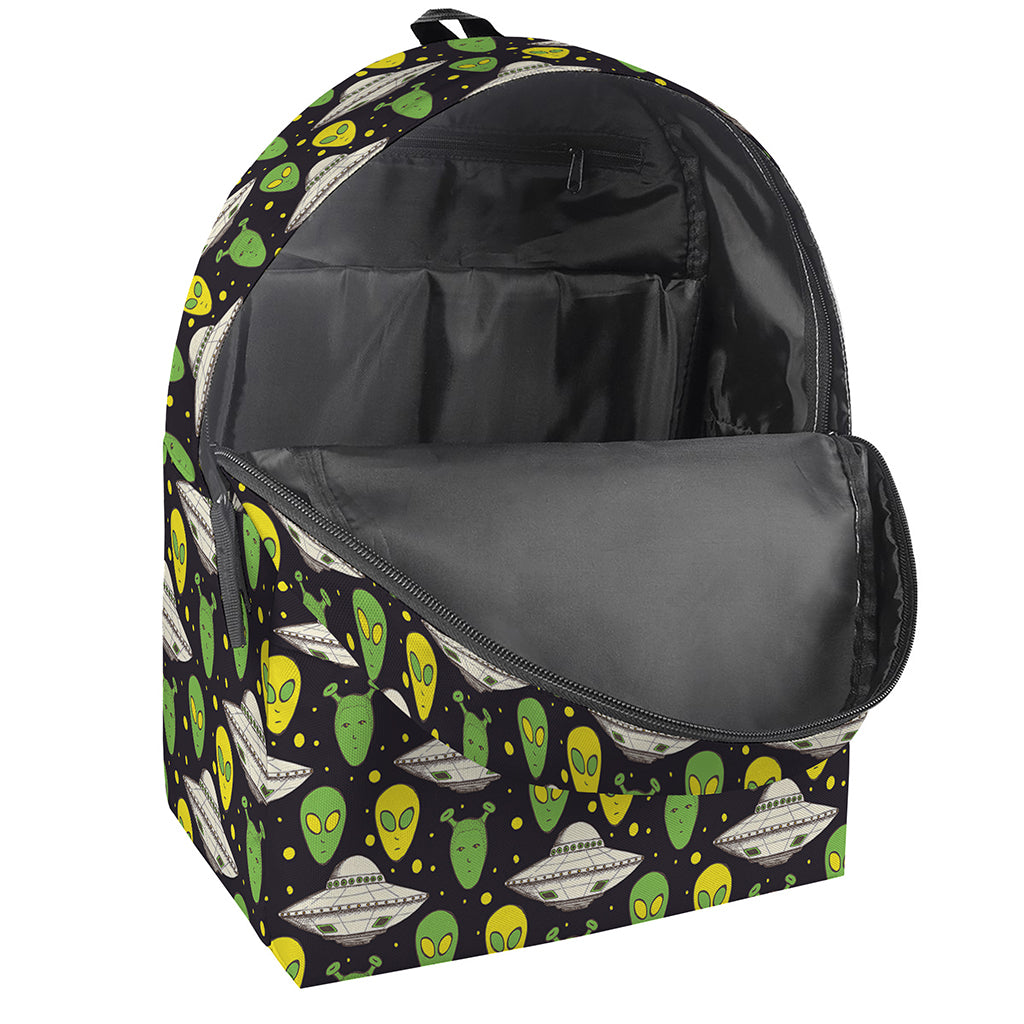 Green Alien UFO Space Print Backpack