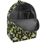 Green Alien UFO Space Print Backpack