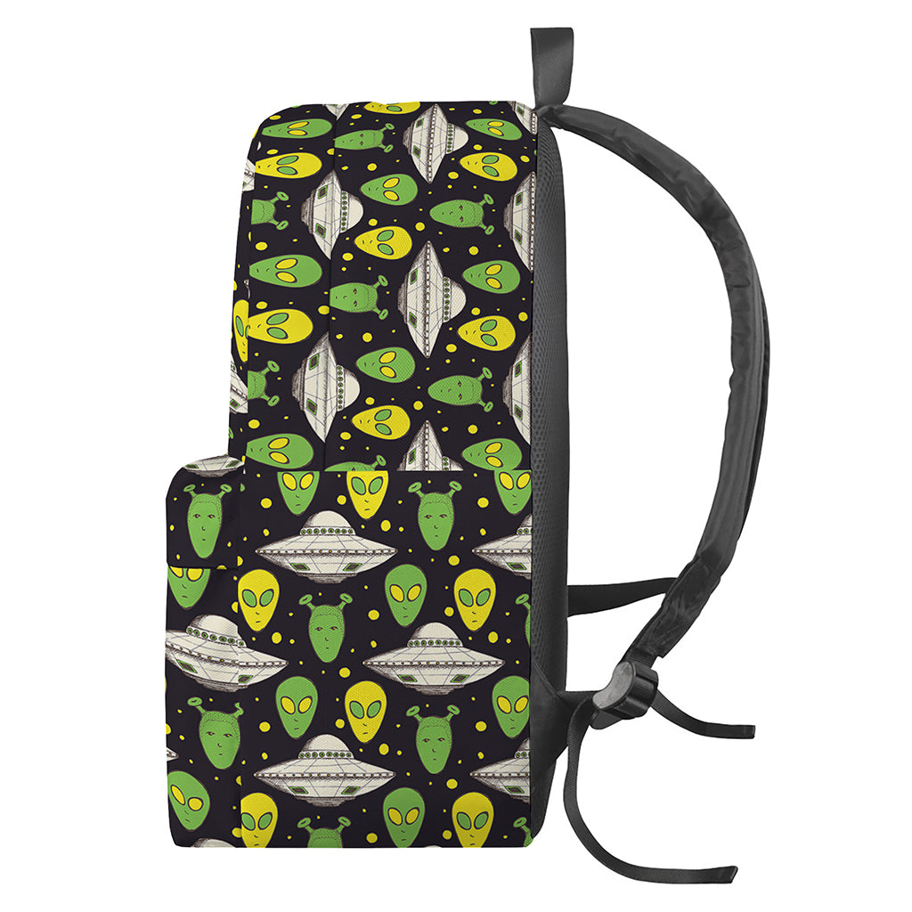 Green Alien UFO Space Print Backpack