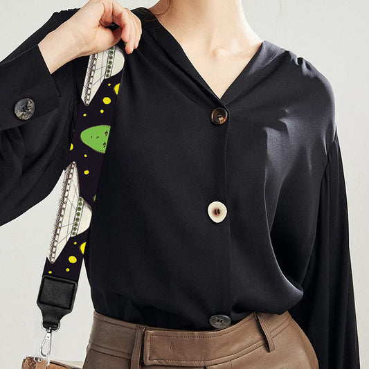 Green Alien UFO Space Print Bag Strap