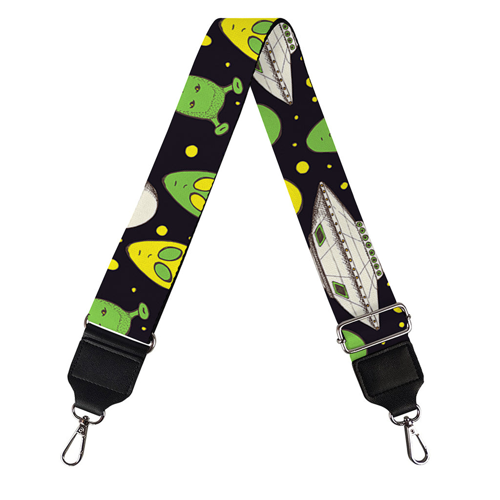 Green Alien UFO Space Print Bag Strap