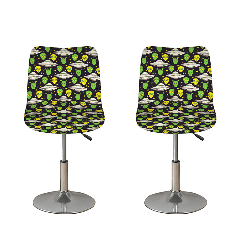 Green Alien UFO Space Print Bar Stool Covers