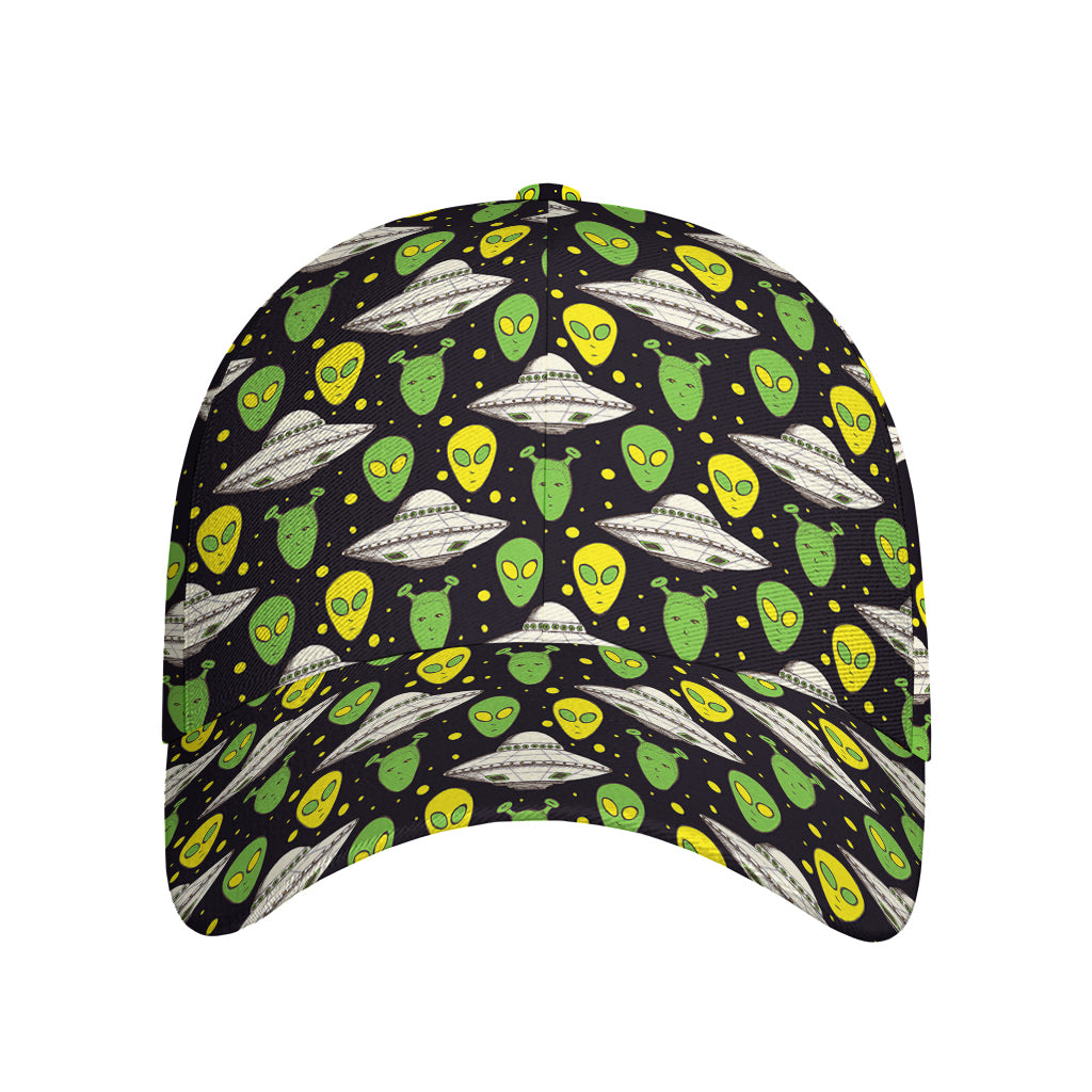 Green Alien UFO Space Print Baseball Cap