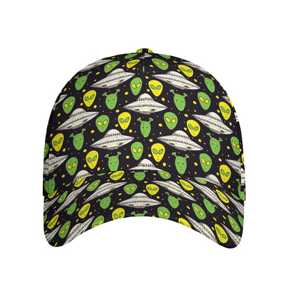 Green Alien UFO Space Print Baseball Cap