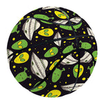 Green Alien UFO Space Print Basketball