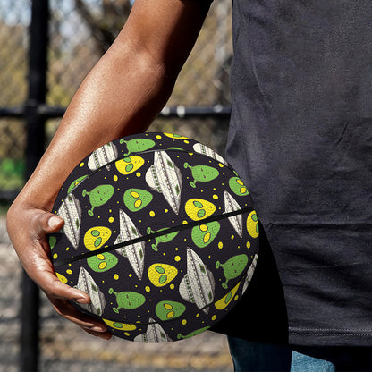Green Alien UFO Space Print Basketball