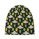 Green Alien UFO Space Print Beanie