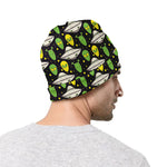 Green Alien UFO Space Print Beanie