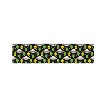 Green Alien UFO Space Print Bed Runner