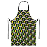 Green Alien UFO Space Print Bib Apron With Pocket
