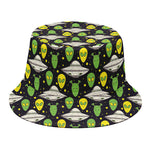 Green Alien UFO Space Print Bucket Hat