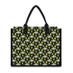 Green Alien UFO Space Print Canvas Tote Bag