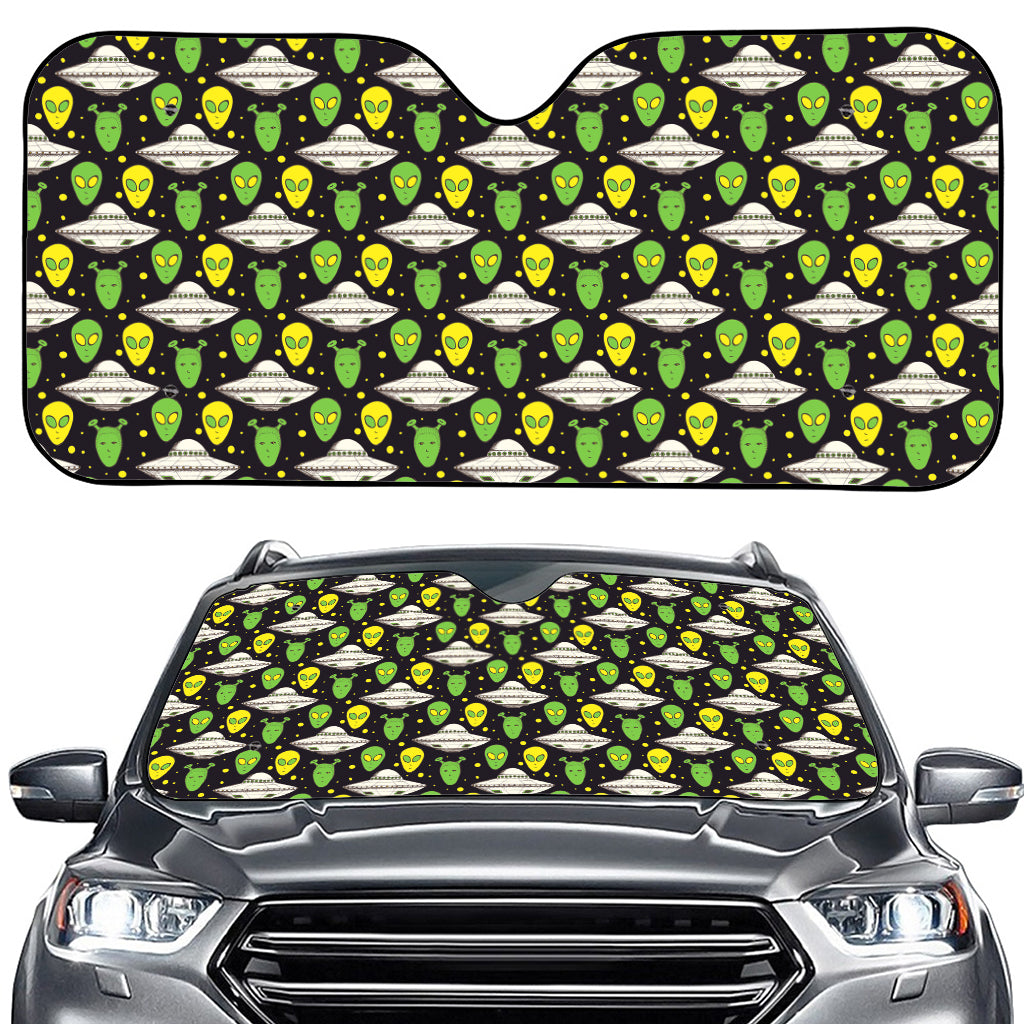 Green Alien UFO Space Print Car Windshield Sun Shade