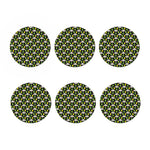 Green Alien UFO Space Print Coaster Set