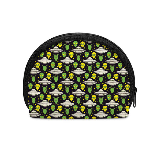 Green Alien UFO Space Print Coin Purse