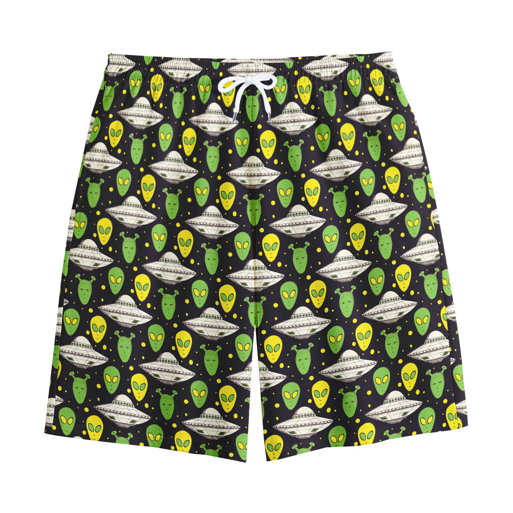 Green Alien UFO Space Print Cotton Shorts